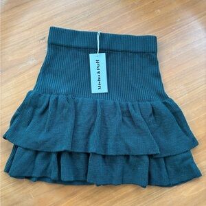 NWT Misha And Puff Camp Green Block Party Skirt in Merino Wool 8Y